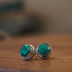 Malachite silver studs