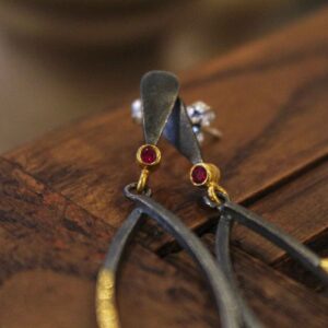 Leaf Shaped Silver Earrings