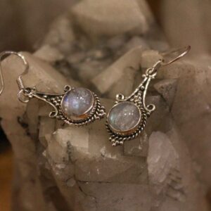 Ινδικά Κρεμαστά Σκουλαρίκια με Φεγγαρόπετρα