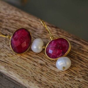 Goldplated Silver Earrings with Semiprecious Stones