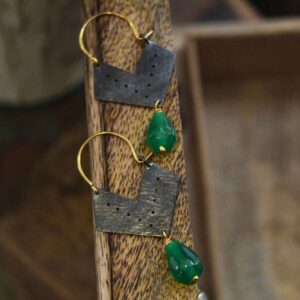 Γεωμετρικοί Κρίκοι με πράσινο Jade