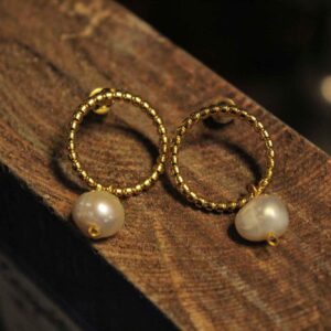 Επίχρυσα Σκουλαρίκια με Μαργαριτάρια Καλλιέργειας