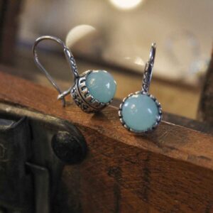 Silver Earrings with Chalcedony Gemstones