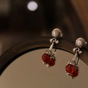 Silver Earrings with Cornelian and Pearls