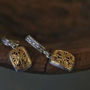 Silver Byzantine Earrings with Goldplated Parts