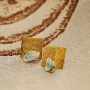 Square Earrings with Semi-precious Stones
