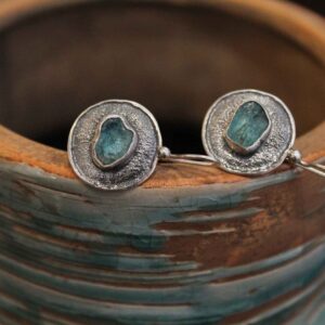 Oxidized Silver Earrings with Apatite