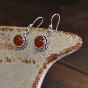 Silver Earrings with Cornelian Stones