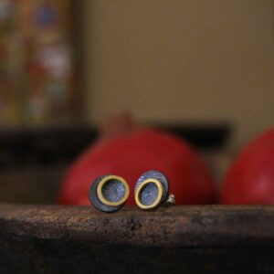 Small Stud Earrings with Goldplated Parts