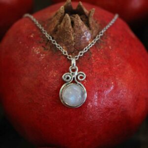 Small Silver Pendant with Moonstone