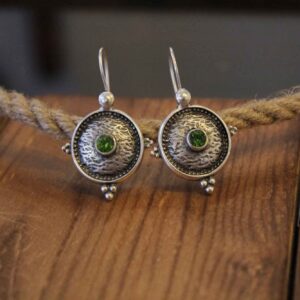 Ινδικά Σκουλαρίκια με Πράσινο Ζιργκόν