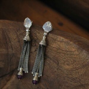 Ασημένια Σκουλαρίκια με Κρόσια και Αμέθυστο
