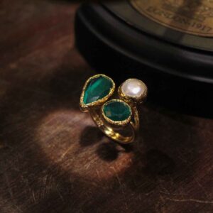 Triple Adjustable Ring in Emerald