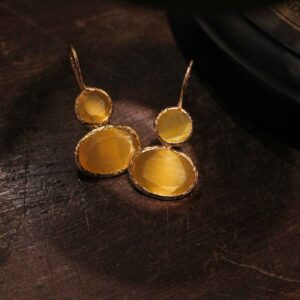 Crystal Earrings in Honey-Yellow