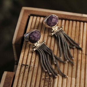 Ασημένια Σκουλαρίκια με Κρόσια και Lapis