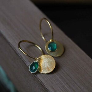 Small Goldplated Hoops with Green Onyx