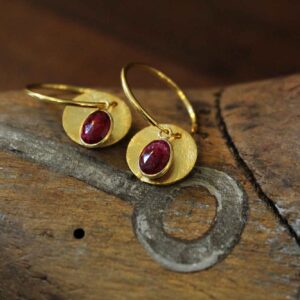 Small Goldplated Hoops with Ruby