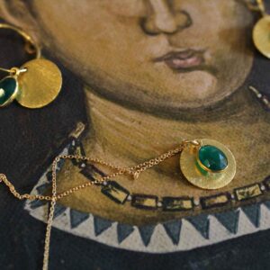 Geometric Goldplated Pendant with Green Onyx