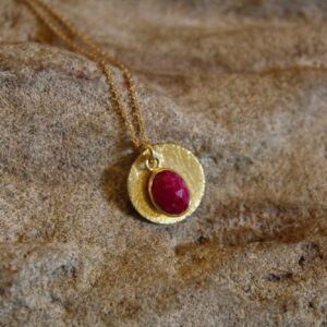 Geometric Goldplated Pendant with Ruby