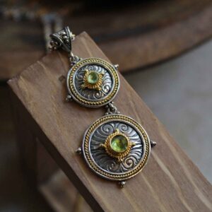 Engraved Silver Pendant with Goldplated Parts