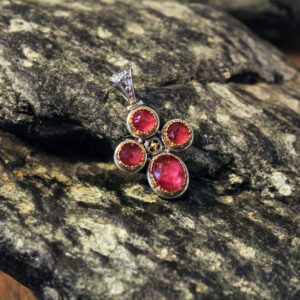 Pendant - Cross with Ruby
