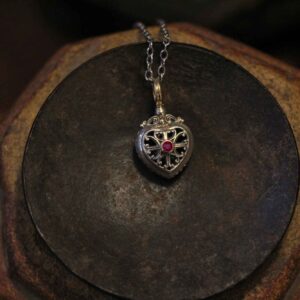 Roxanna Heart Pendant in 18K Gold and Sterling Silver with Ruby