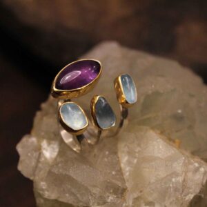 Χειροποίητο Δαχτυλίδι - Amethyst with Aquamarine