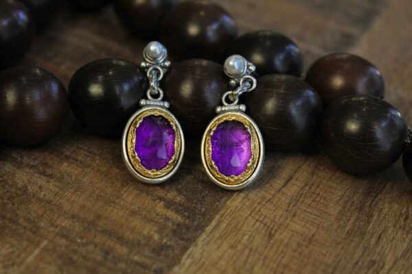 Byzantine Earrings with Amethyst - Image 2