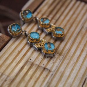 Byzantine Long Earrings with Turquoise