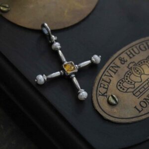 Simple Silver Cross with Citrine