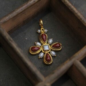 Goldplated Cross with Semi Precious stones