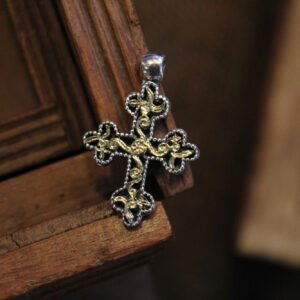 Classic Silver Cross with Details in 18K Gold