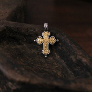 Small Silver Cross with Goldplated Parts