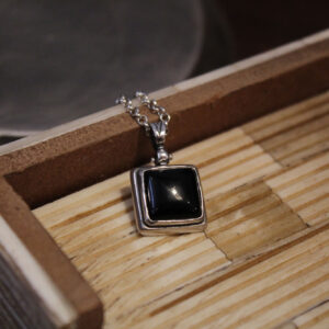 Silver Square Pendant - Onyx