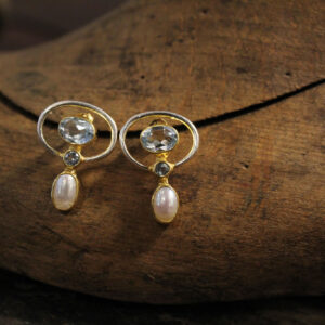 Blue Topaz and Freshwater Pearls Earrings