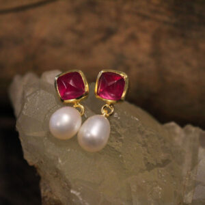 Σκουλαρίκια με Ρουμπελίτη και Μαργαριτάρια