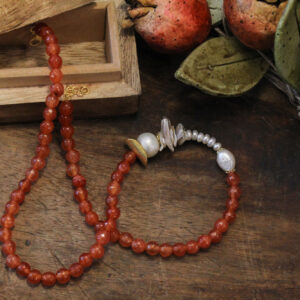 Cornelian and Freshwater Pearls Necklace