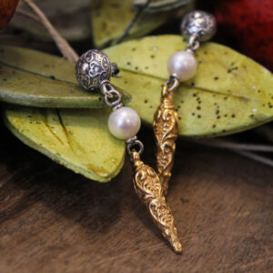Long Byzantine Earrings with Pearls