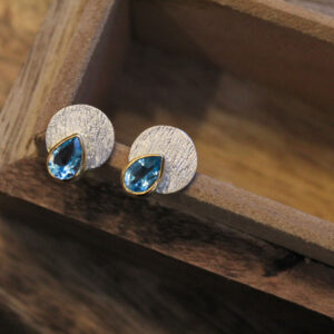Round Studs with Swiss Topaz
