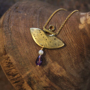 Double Stone Geometric Necklace in Gold