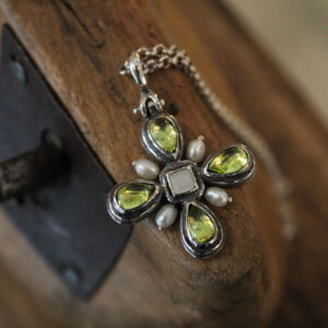 Silver Cross with Semi Precious Stones
