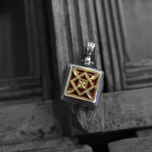 Square Enamel Pendant with Goldplated Parts