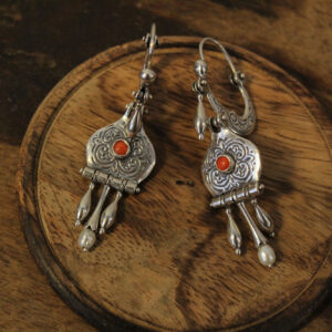Engraved Coral Earrings