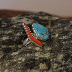 Adjustable Silver Ring with Semiprecious Stones