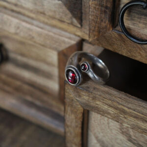 Simple Garnet Ring in Sterling Silver