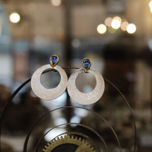 Blue Zirconia Round Earrings