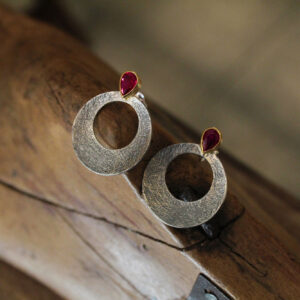 Pink Zirconia Round Earrings