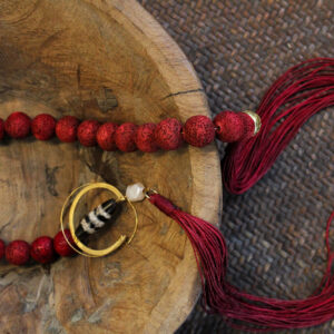 Red Lava Necklace with Goldplated Parts