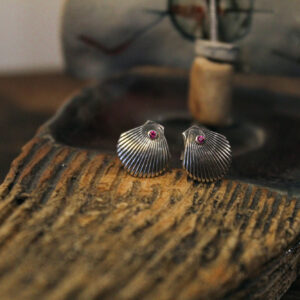 Silver Sea Shell Stud Earrings