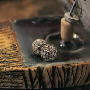 Sea Urchin Stud Earrings in Sterling Silver
